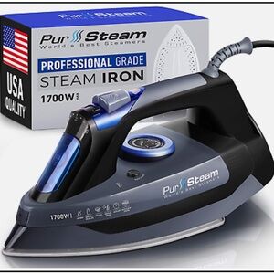 Pre-Owned PurSteam Steam Iron 1700W Self-Cleaning Nonstick, Auto Shutoff